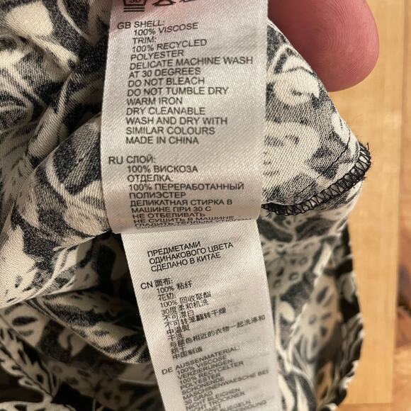 Reiss Top Womens Florence Floral Lace Inset Blouse Sz 8 Boho Tie Ruffle Viscose - Picture 7 of 9